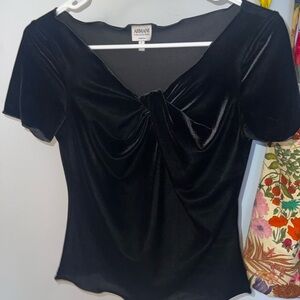 armani collezioni black velvet knot top size 2